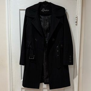 Vintage 2000s Guess Double-Breasted Wool Coat – Belted – M